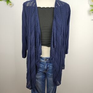 Torrid Blue Cardigan - Navy Open-Front Lightweight Knit Sz 1 14 16
